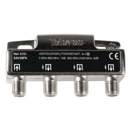 PARTITORE 5-2400MHz "F" 3VIE 7/9dB