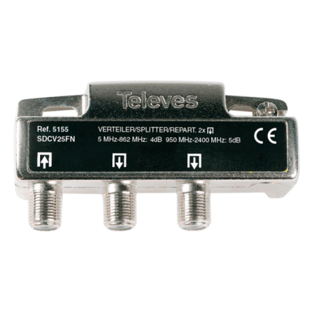 PARTITORE  5-2400MHz "F" 2VIE 4/5dB+DC