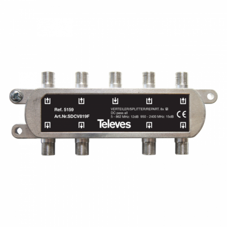 PARTITORE 5-2400MHz "F" 8VIE 12/16dB+DC